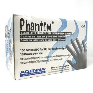 Adenna's Phantom® Black Latex Powder Free Examination Gloves 1Case