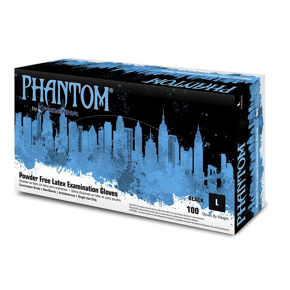 Adenna's Phantom Black Latex Powder Free Exam Gloves